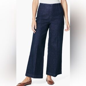 Spanx zero Waistband Denim Cropped Jeans wide Leg Dark Wash Size S EUC